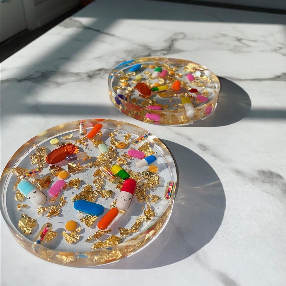 Chill pill resin coasters acrylic handmade